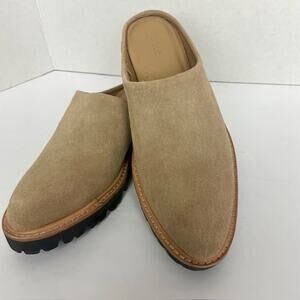 Nisolo Suede Mule Clogs Tan Slip On Lug Sole Minimalist Womens 8 quiet luxury